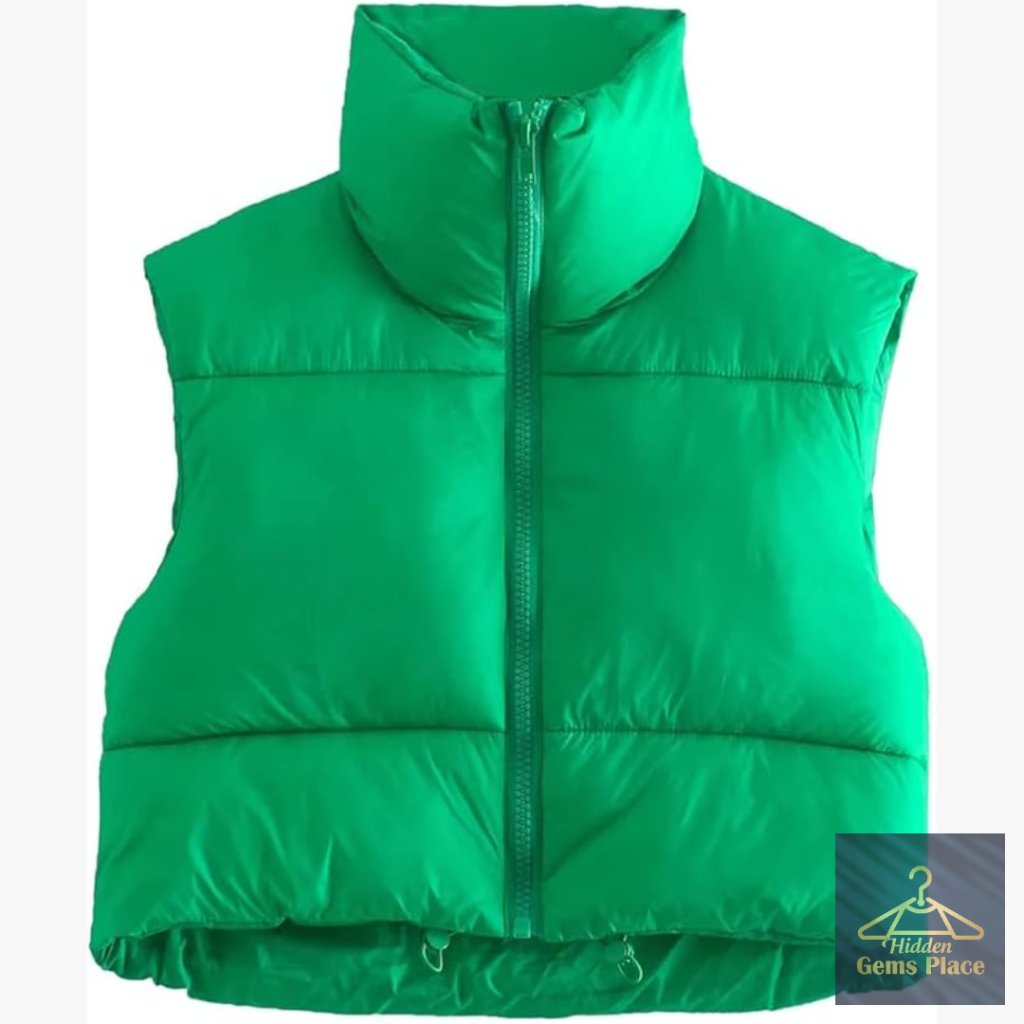 Women's Winter Puffer Vest Lightweight Sleeveless Crop Outerwear Gilet